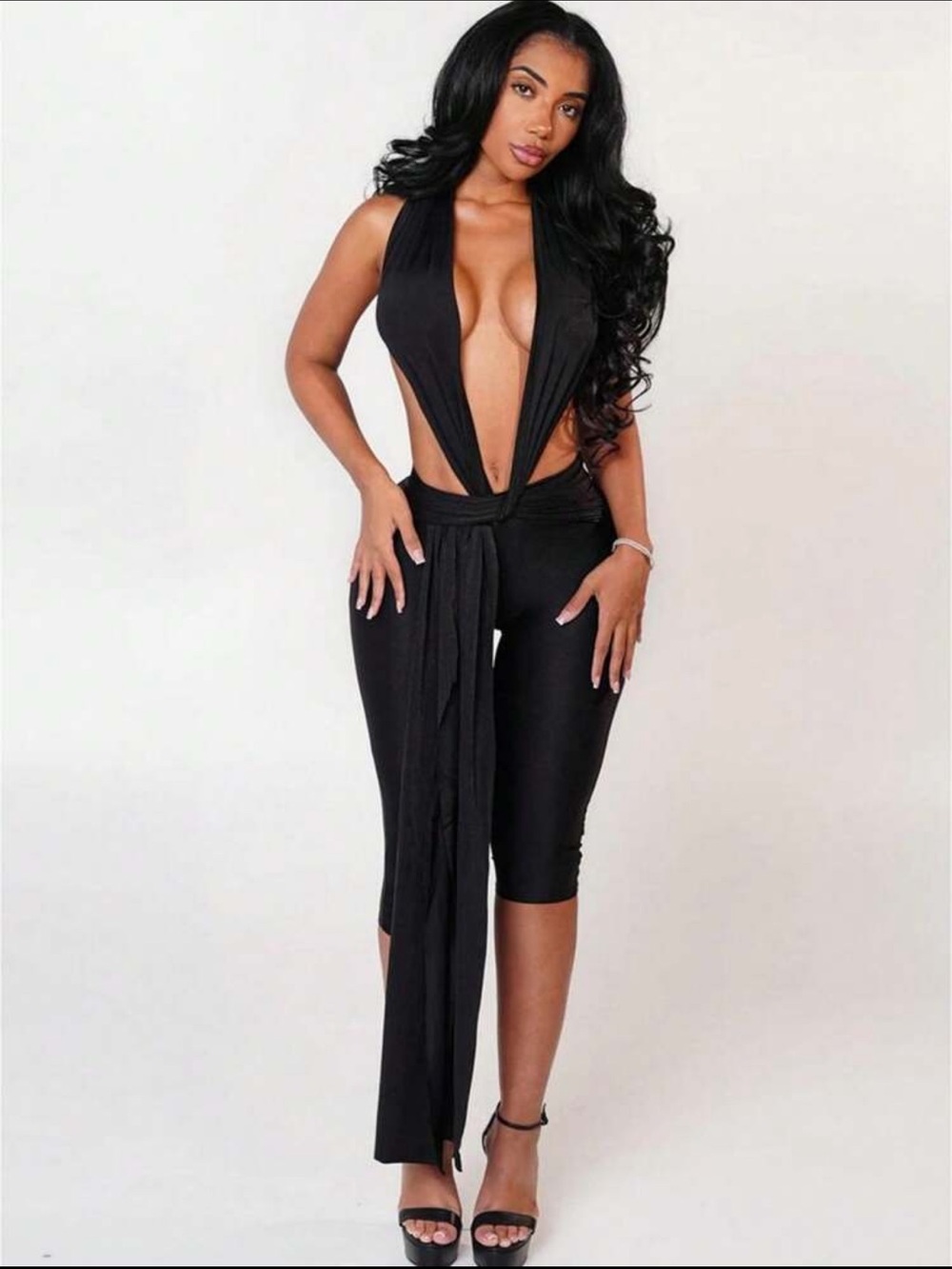 Black Halter Capri Jumpsuit